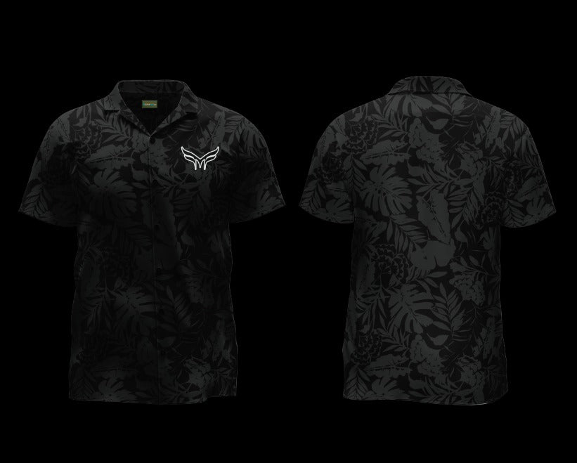 KIDS- Collard Polo (black Floral)