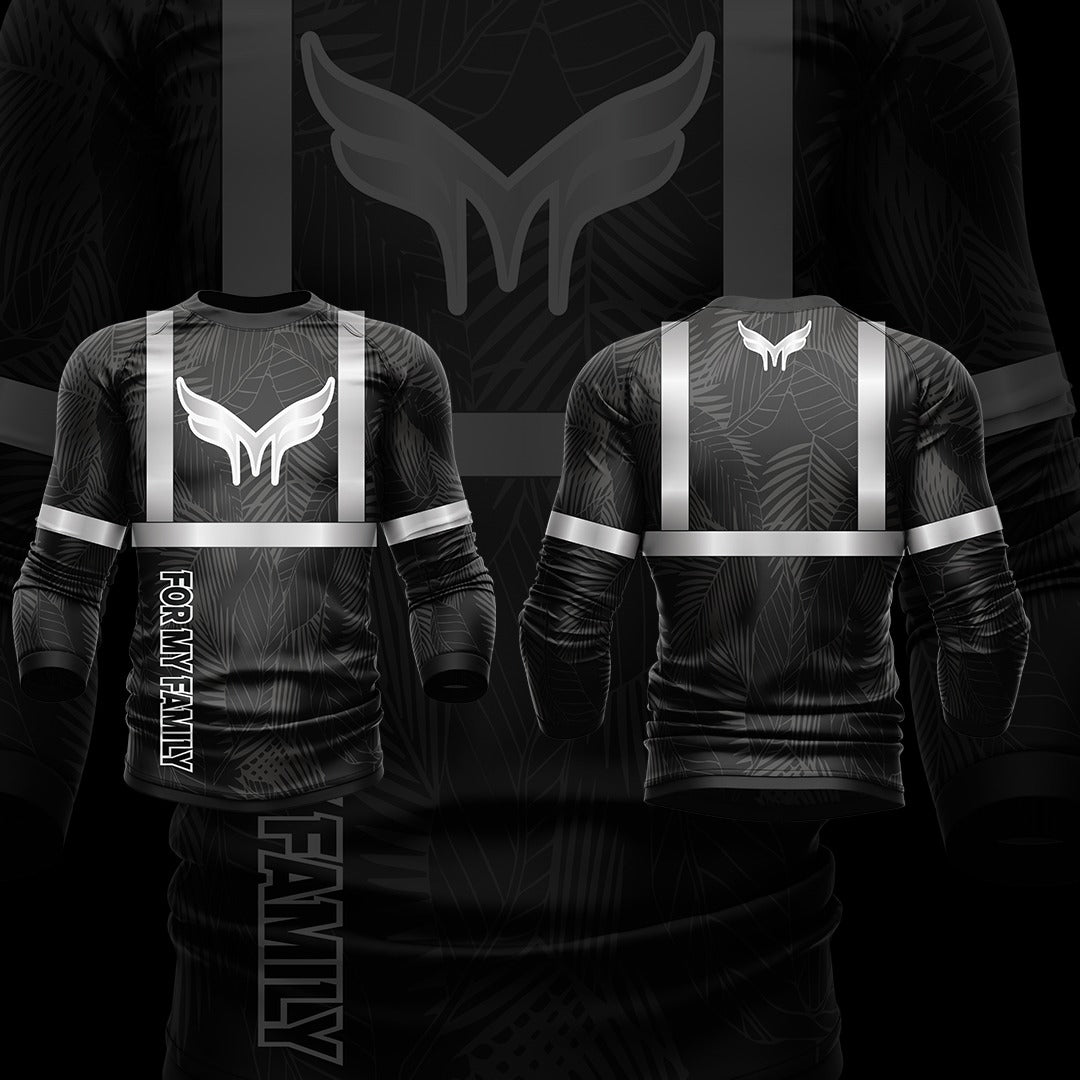 Kids- BLACK & CHROME EMBROIDERED FLORAL HI VIS