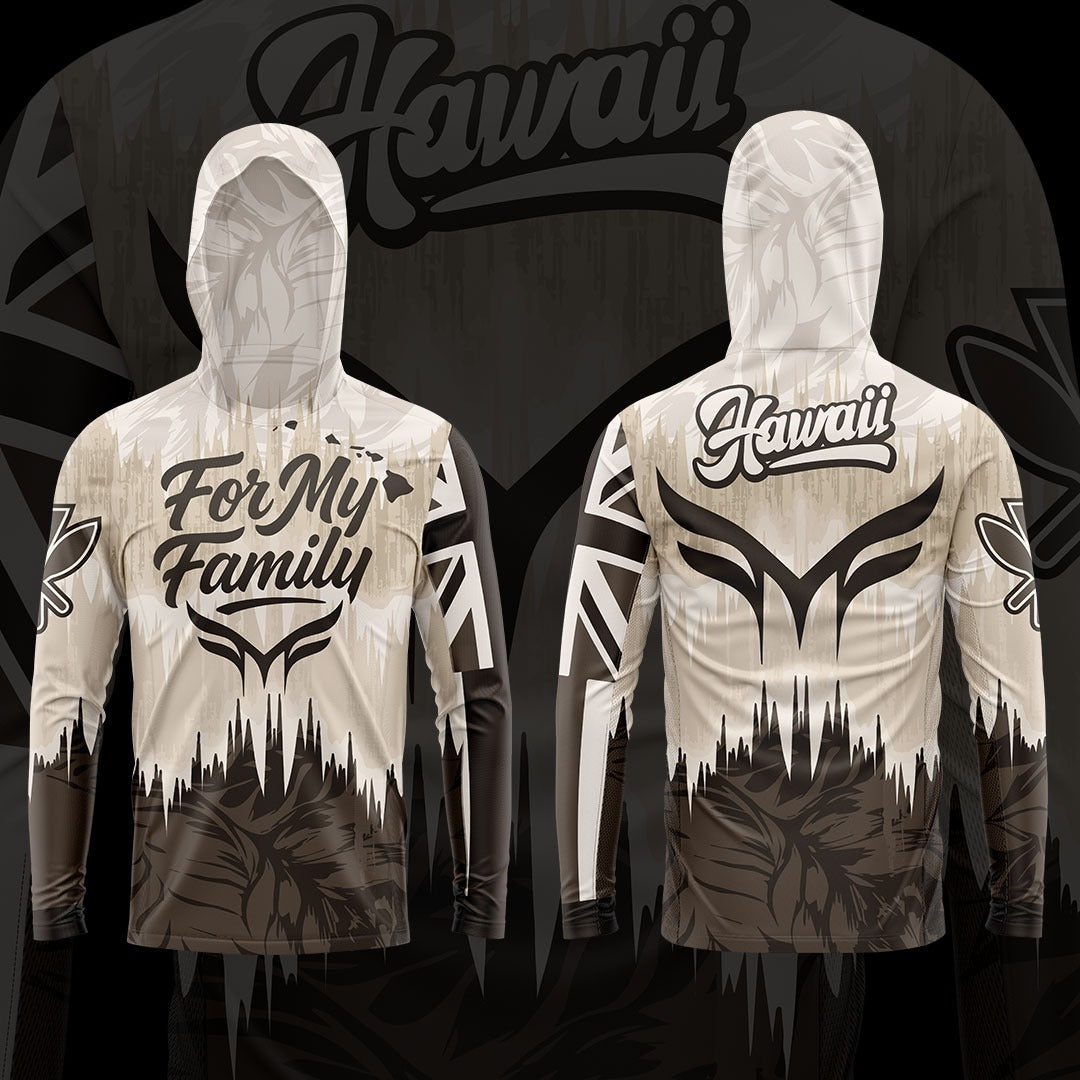 New- LONG SLEEVE HOODIE HAWAII ROOTS COLLECTION-CREAM & WHITE (SPECIAL RELEASE )