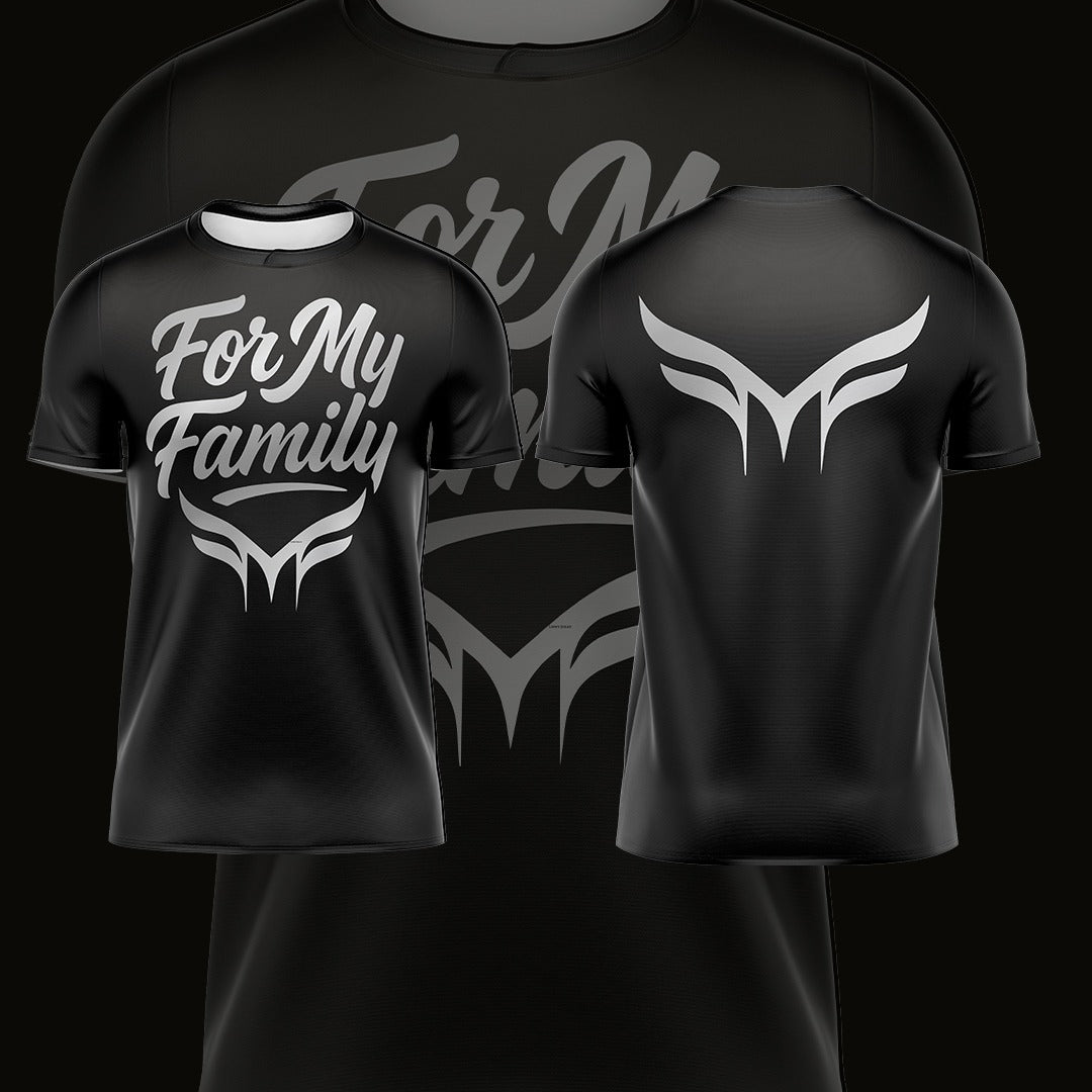 New-FOR MY FAMILY BLACK & SILVER DRI FIT