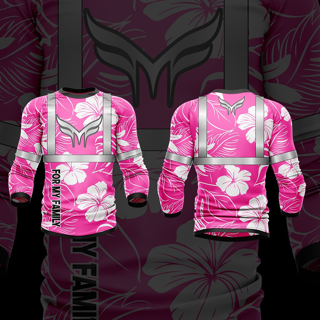 Kids- PINK & CHROME EMBROIDERED FLORAL HI VIS