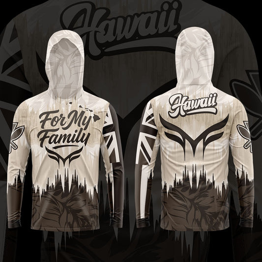New- LONG SLEEVE HOODIE HAWAII ROOTS COLLECTION-CREAM & WHITE (SPECIAL RELEASE )